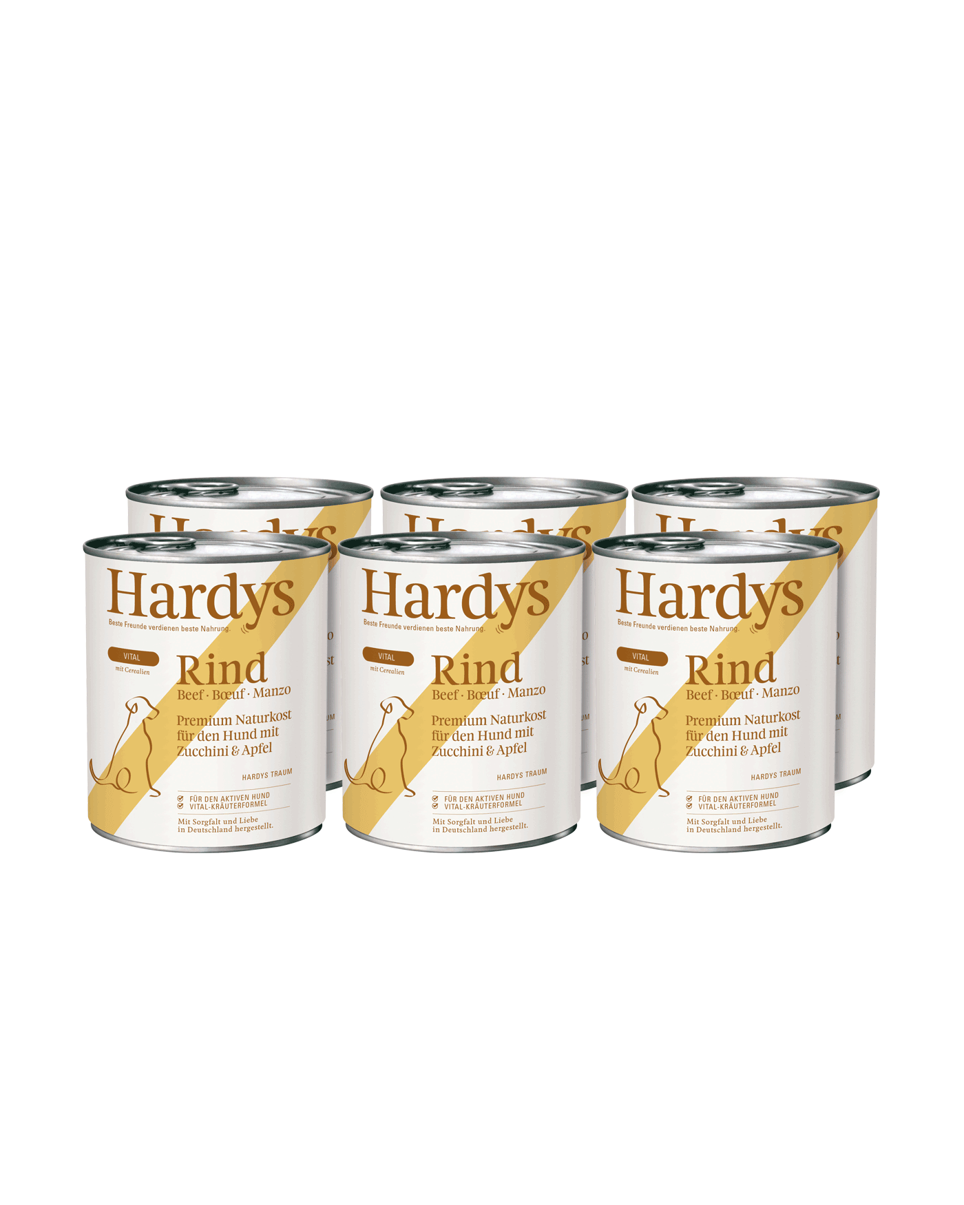 Hardys Vital Rind mit Zucchini & Apfel, 6 x 800 g